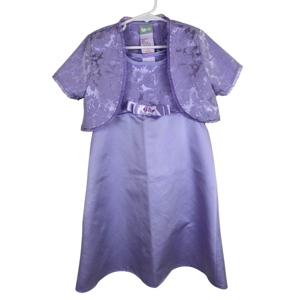 Y2K Girls‎ Medium Purple Dress Jacquard Shrug Jacket Set Flower Girl Wedding